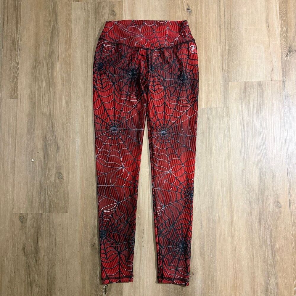 ABS2B Fitness Apparel Spider Web Leggings Sz M Cosplay Gym Spider-Man Edgy Alt